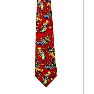 Oscar De La Renta Tie Necktie 100% Silk Christmas Red 57" x 3.75"